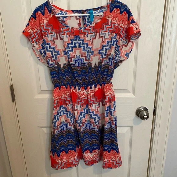 orange aztec print dress Orange Aztec Poncho Dress